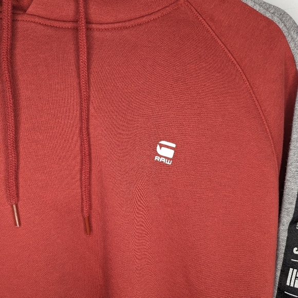 G-Star Raw Heathered Red Striped Hoodie Mens XL - Picture 4 of 8